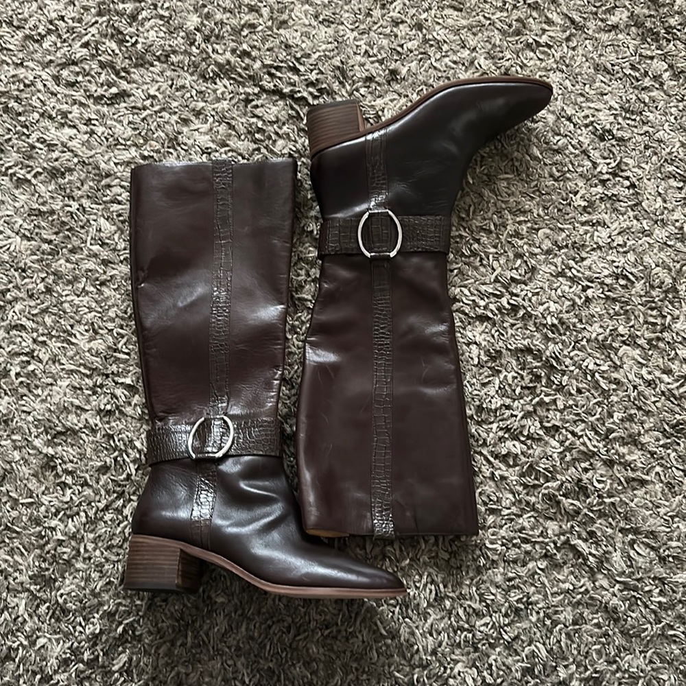 Corso Como Liesbeth Brown Leather Boots Block Heel